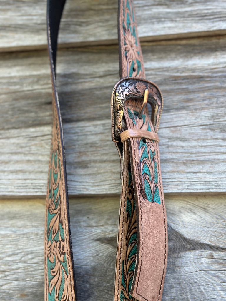 Leather tooled purse online strap